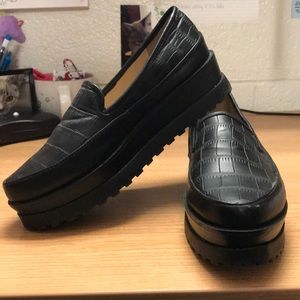 Faux leather platform loafers